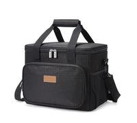 Collapsible Cooler Bag with Shoulder Strap: Insulated Leakproof 40 Can Portable Soft Beverage Tote for Camping, Lunch, Beach, Picnic (Black)