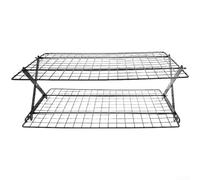 Collapsible Cooling Rack For Baking, 2/3/4 Tier Stackable Iron Wire Stand, Foldable Space Saving Shelf For Cookies Cakes Bread, Black(Two-layer)