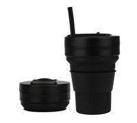 Collapsible Cups for Travel, 350 ml, Foldable Silicone Cup with Straw, Leak-Proof, Reusable Coffee Mug