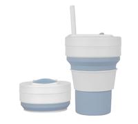 Collapsible Cups for Travel, 350 ml, Foldable Silicone Cup with Straw, Leak-Proof, Reusable Coffee Mug