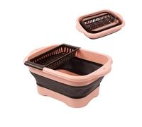Collapsible Dish Basin with Drain Plug (Pink)