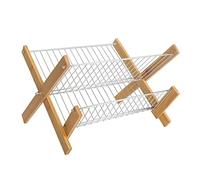 Collapsible Dish Rack - 2-Tier Folding Drainer for Kitchen Sink and Countertop - Space-Saving Cutlery Organizer