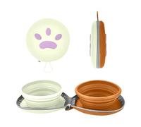 Collapsible Dog Bowl, Includes Two 450ml Bowls, Silicone Collapsible Dog Water Bowl for Cats and Dogs (Beige & Brown)