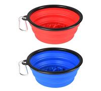 Collapsible Dog Bowls, Large Portable Travel Dog Bowls, 34oz Foldable Dogs Water Food Slow Feeder Bowl, Collapse Feeding Dish for Walking, Traveling, Hiking, Camping (2 Pack)