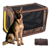 Collapsible Dog Crate For Car- Portable Dog Car Seat, HIGHPI Inflatable Soft Dog Travel Crate For Large Dogs,Safety Foldable Dog Carrier with Seatbelt For Backseat, Waterproof Dog Cage 39" x 23" x 28"