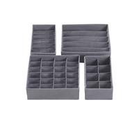 Collapsible Drawer Organisers - Fabric - Grey - Set of 4 Foldable Closet Dividers for Bras, Underwear, Socks, Ties, and Scarves