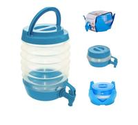 Collapsible Drink Dispenser with Tap, 3.5L/5.5L/7.5L Fridge Water Dispenser, Plastic Water Container/Jug - Cold Cocktails, Beverage, Juice, Portable Bottle for Camping, Party, Home (Blue, 5.5L)