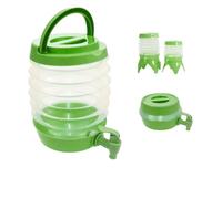 Collapsible Drink Dispenser with Tap, 3.5L/5.5L/7.5L Fridge Water Dispenser, Plastic Water Container/Jug - Cold Cocktails, Beverage, Juice, Portable Bottle for Camping, Party, Home (Green, 5.5L)