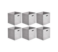 Amazon Basics Collapsible Fabric Storage Cubes with Oval Grommets - 6-Pack, Light Grey