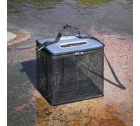 Collapsible Floating Fishing Basket for Live Bait Storage - Pe Mesh Net Cage with Buoyant Lid Double-Zipper Opening Non-snag 4mm Mesh Fits Crayfish Minnows Shrimp - 39 X 42 X 25 Cm(28X21X26)