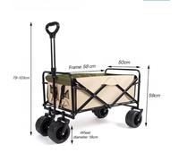 Collapsible Folding Wagon Cart with Silent Universal Wheels Heavy-Duty All-Terrain Beach Cart 100L Capacity 2 Pockets Perfect for Outdoor Activities and Easy Transport