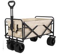 Collapsible Folding Wagon with Adjustable Handle, 150L Portable Utility Cart for Garden, Grocery Shopping, Camping, Beach and Sports, Includes Brakes