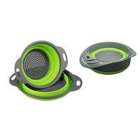 Collapsible Folding Washing Up Bowls with Colander Silicone Pasta Vegetable Fruits Drainer Strainer Stackable Elegant Lightweight Washing-up Bowl Compact Camping Bowl (Set of 3)