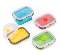 Collapsible Food Storage Containers with Airtight Lid, 11.8 oz, Small Kitchen Stacking Silicone Collapsible Meal Prep Container Set for Leftover, Microwave Freezer Dishwasher Safe, 4 Colors, Set of 4