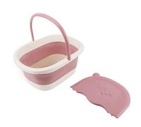 Collapsible Foot Bath Basin Foldable Foot Soak Tub with Massage Acupoints Multifunctional Portable Foot Spa for Kids Travel Camping PP Material 39x30x17cm (Pink)