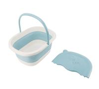 Collapsible Foot Bath Basin Foldable Kids Foot Soak Tub with Massage Acupoints Multifunctional Portable Storage Bucket for Children Travel Camping PP PTE Material 39x30x17cm (Blue)