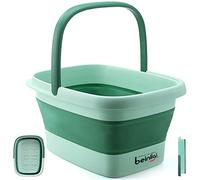 Collapsible Foot Bath Basin for Soaking Feet,Pedicure Foot Spa, Plastic Bucket with Handles and Massage Acupoint,Multifunction Collapsible feeting Soak Tub-Green