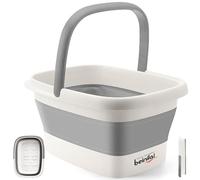 Collapsible Foot Bath Basin for Soaking, Plastic Soak Tub With Handles and Massage Acupoint, Foldable Laundry Basket - Grey