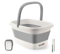 Collapsible Foot Bath Basin for Soaking, Plastic Soak Tub With Handles and Massage Acupoint, Foldable Laundry Basket - Grey
