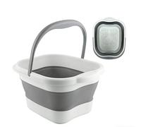 Collapsible Foot Bath Basin, Gray White Portable Foot Soaking Tub with Handle & Massage Acupoint, Pain Relief, Home Spa Treatment