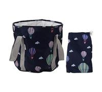 Collapsible Foot Bath Basin PVC Insulated Portable Foot Soaking Tub Bucket with Handle for Outdoor Camping Travel Home Use Durable Lightweight 30x30cm (Navy Blue Balloon)