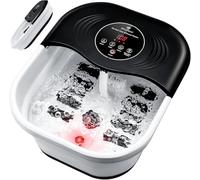 Collapsible Foot Spa with Heat, Bubble, Red Light & Temp Control - Foot Bath Massager with 8 Shiatsu Rollers, Pumice Stone & Timer, Portable Soaking Tub for Relaxation & Pain Relief - Gifts Ideas