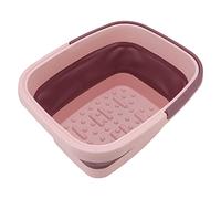 Collapsible Foot Tub, Foldable Silicone Foot Bath Basin with Massaging Texture, Removable Pedicure Center, 23cm Depth for Home Camping Outdoor Use Pink