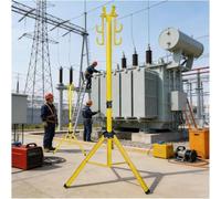 Collapsible FRP Cable Support Stand for 110KV Fiberglass Applications | Adjustable Portable Cable Rack with 6 Hooks for Jobsite Use, Ideal for Emergency Repairs and Temporary Support