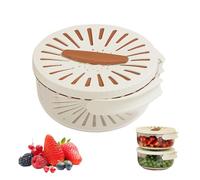 Collapsible Fruit Vegetable Washing Bowl, 2-in-1 Strainer Bowl with Airtight Lid & Foldable Handle, Salad Spinner & Produce Saver Container for Kitchen, Fridge Storage(Brown,Large)