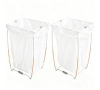 Collapsible Garbage Bag Holder, 2PCS Metal Trash Bag Holders with 8 Clips for 30-45 Gallon Bag Use, Free Standing Holder, Multi-use Outdoor Leaf Bag Holder for Camping, Party, Yard Lawn Weeding