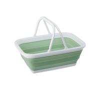 Collapsible Green White Basket With Handles