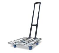 Collapsible Hand Trolley Stainless Steel Platform Cart with Telescopic Handle for Easy Loading & Unloading Heavy Duty 69x50 cm 4 Inch Wheels for Smooth Mobility