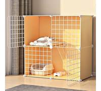 Collapsible Indoor Cat Cage with Litter Box and Hammock, Ideal Exercise and Resting Place for Multiple Small Pets