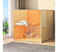 Collapsible Indoor Cat Cage with Litter Box and Hammock, Ideal Exercise and Resting Place for Multiple Small Pets
