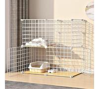 Collapsible Indoor Cat Cage with Litter Box and Hammock, Ideal Exercise and Resting Place for Multiple Small Pets