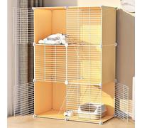 Collapsible Indoor Cat Cage with Litter Box and Hammock, Ideal Exercise and Resting Place for Multiple Small Pets