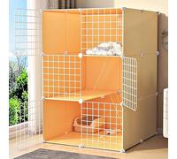 Collapsible Indoor Cat Cage with Litter Box and Hammock, Ideal Exercise and Resting Place for Multiple Small Pets