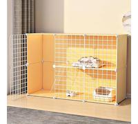 Collapsible Indoor Cat Cage with Litter Box and Hammock, Ideal Exercise and Resting Place for Multiple Small Pets