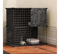Collapsible Indoor Cat Cage with Litter Box and Hammock, Ideal Exercise and Resting Place for Multiple Small Pets