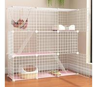 Collapsible Indoor Cat Cage with Litter Box and Hammock, Ideal Exercise and Resting Place for Multiple Small Pets