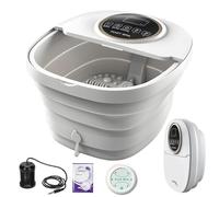 Collapsible Ionic Foot Spa with Heat, Bubble & Red Light - Shiatsu Massage Rollers, Ion Detox Machine & Temp Control - Includes Ion Controller, 5 Detox Sea Salt Packs