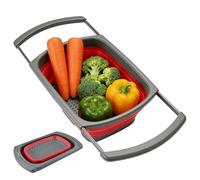 Collapsible Kitchen Colander Basket Strainer Fruit Vegetable Strainer Extendable Handles Dish Drainer for Pasta Meal Prep Sturdy Kitchen Accessory for Home and