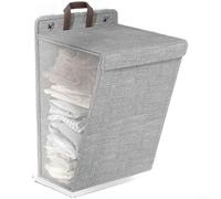 Collapsible Laundry Bag Big Capacity Washing Bin Moisture Resistant Dirty Clothes Basket for Dorm Room 36x12x48cm(Gray, Medium Size)