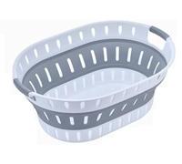 Collapsible Laundry Basket Hamper Large Pop UP Space Saving Foldable Washing Basket Includes Ventilation Holes (White/Grey)