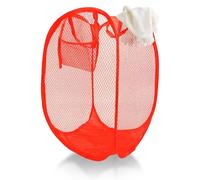 Collapsible Laundry Basket Mesh with Handles Foldable Washing Basket Hamper Lightweight Portable Clothes Storage Bag for Home Dorm Travel Red
