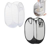 Collapsible Laundry Baskets 2Pcs, Mesh Pop Up Laundry Basket Large Foldable Washing Basket with Handles Folding Laundry Basket Collapsible Portable for Bedroom and Bathroom Clothes Tidy Storage