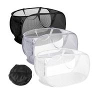 Collapsible Laundry Baskets, 3 Pack Mesh Pop-Up Laundry Hampers | Foldable mesh laundry baskets with reinforced handles and side pocket for clothes, towels, toys and dorm or travel storage