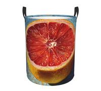Collapsible Laundry Baskets Cut Red Grapefruit Printing Circular Hamper Fun Clothes Basket With Handles Cute Kids Toy Storage Bin Round Dirty Clothes Basket For Bedroom/Laundry Room