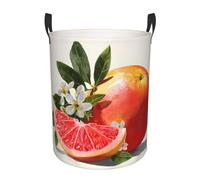 Collapsible Laundry Baskets Cut Red Grapefruit Printing Circular Hamper Fun Clothes Basket With Handles Cute Kids Toy Storage Bin Round Dirty Clothes Basket For Bedroom/Laundry Room