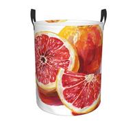 Collapsible Laundry Baskets Cut Red Grapefruit Printing Circular Hamper Fun Clothes Basket With Handles Cute Kids Toy Storage Bin Round Dirty Clothes Basket For Bedroom/Laundry Room